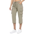 thumbnail image 4 of MHOSTAFH Women's Multi Pockets Cargo Capris Summer Lightweight Loose Straight Leg Capri Casual Outdoor Hiking Work Cropped Pants, 4 of 6
