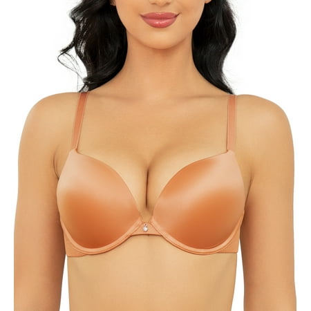 

Wingslove Women s Push up Underwire Seamless Plunge Demi Padded T-Shirt Bra Orange 34C