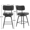 thumbnail image 5 of Tcbosik 2 Pack Swivel Bar Stools with Removable Backrest, PU Leather Upholstered Counter Stool with Metal Legs for Kitchen Island, Dining Room, Living Room, Black, 5 of 10