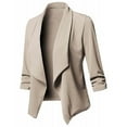 thumbnail image 2 of Meichang Plus Size Pink Blazer for Women Pleated Long Sleeve Cardigan Elegant Slim Lapel Open Front Suit Formal Office Solid Jacket, 2 of 6