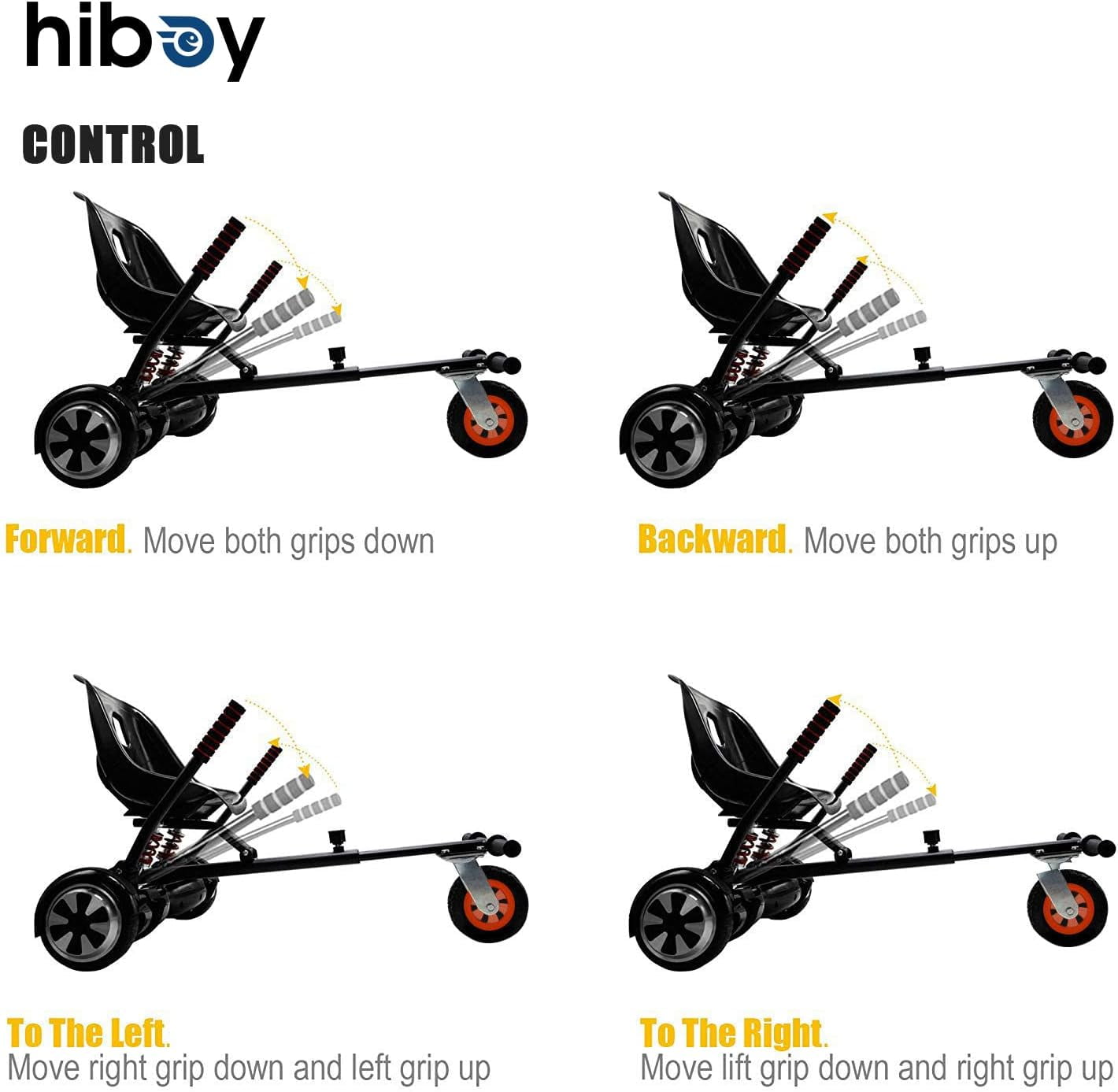 Hiboy Hc02 Hoverboard Seat Attachment With Rear Suspension Go Kart Accessory For 65" 8" 10" Two Wheel Self Balancing Scooter