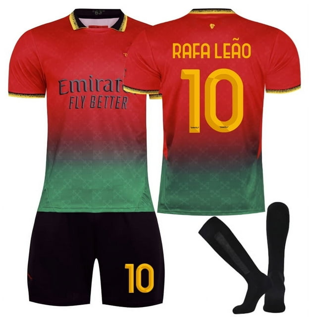 25-26 Saison Ac Milan Édition Articulée 10 Rafael Leao Rouge Classique Numéro Étoile Ensemble d'Entraînement de Football-TG