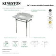 thumbnail image 4 of Kingston Brass KMS36227M8SQ6 Wesselman 36-Inch Carrara Marble Console Sink with Stainless Steel Legs (8-Inch, 3-Hole) in Carrara Marble White/Polished Nickel, 4 of 5