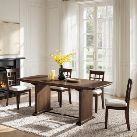 Extendable Dining Table Modern Wood Kitchen Table Rectangular Table for Dining Room Living Room Walnut