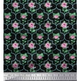 thumbnail image 1 of Soimoi Tissu Popeline de Coton Design Quatrefoil, Feuilles & Roses Imprimé Floral 1 Yard 42 Pouces de Large, 1 of 3