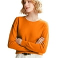 thumbnail image 2 of Women's 100% Merino Wool 2024 Fall Winter First-Line Ready to Wear Long Sleeve Seamless Knit Crewneck Sweater Ginger L, 2 of 9