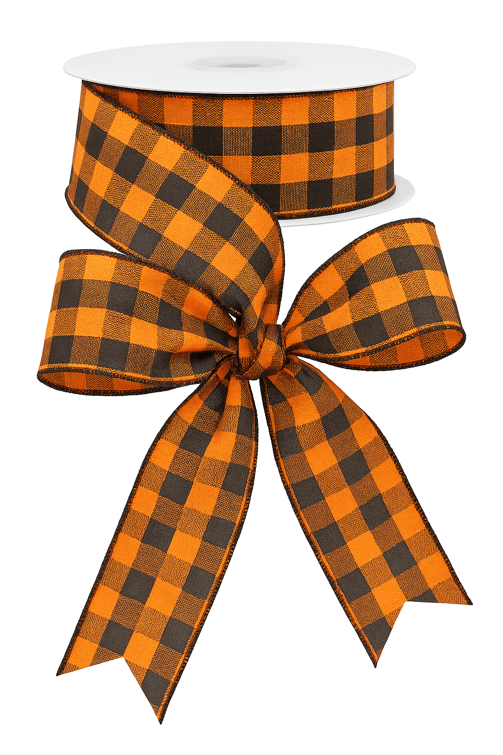 Halloween Tartan Plaid Wired Ribbon - 2 1/2" x 50 Yards, Orange & Black, Buffalo Plaid, Fall Decor, Autumn Wreath, Thanksgiving