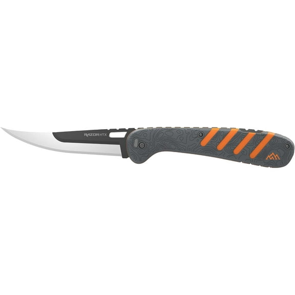 Outdoor Edge Razor HTX Pocket Knife 5" Drop Point 420J2 Gray Blade ABS Polymer Handle Orange
