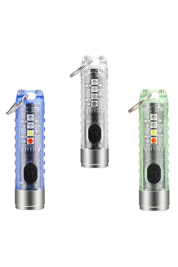 Portable Mini Keychain Flashlight Rechargeable Lamp Super Bright Torch for Reading Camping Hiking Transparent