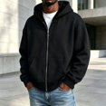 thumbnail image 2 of IWRICH Men's Reversible Zip up Hoodie Oversized Jacket with Pockets Full Zip Hooded Sweatshirt Streetwear Loose Fit Long Sleeve Jackets Black XXL, 2 of 4