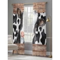 thumbnail image 5 of Cow Printed Sheer Curtains 84 Inches Long 2 Panels Set, Window Sheer Curtains for Living Room/Bedroom, Farmhouse Watercolor Country Wooden Grain Light Filtering Rod Pocket Curtain 52''x84''x2, 5 of 8