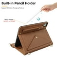 thumbnail image 6 of Handbag Case for iPad Air 13" M2 2024/iPad Pro 12.9 2022/2021/2020/2018 with Pencil Holder,Folio Stand PU Leather Crossbody Shoulder Hand Strap Card Pockets Magnetic Envelope Wallet Cover,Brown, 6 of 7