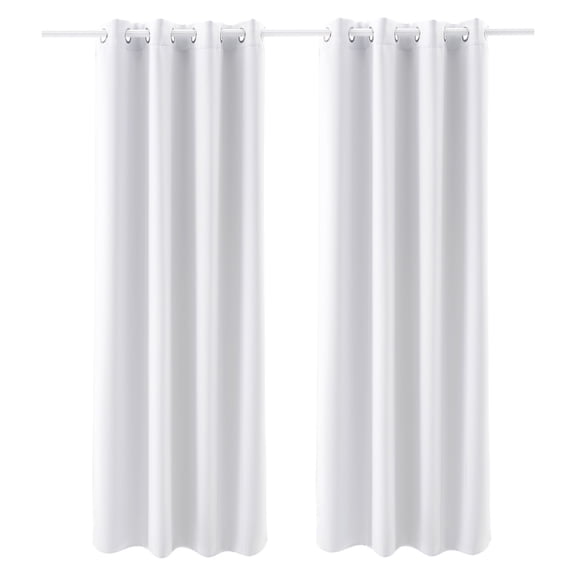 Blackout Curtains, White Blocking Drapes for Bedroom and Living Room, 2 Panels Set Grommet Room Darkening Curtain, Solid Thermal Insulated Drapes, Noise Reducing Window Treatments, 52x84 inch