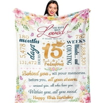 15 Year Old Girl Gifts, Gifts for 15th Girls, Sweet 15th Birthday Gifts for Teen Girls, 15 Year Old Girl Unique Gift Ideas, Cool Birthday Gifts Blanket 60 x 50