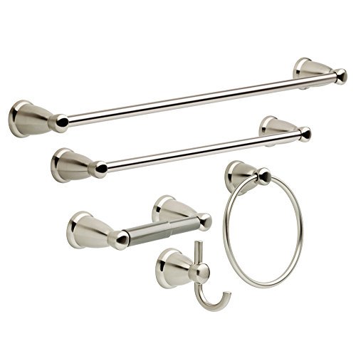 Franklin Brass KIN5PC-SN Kinla 5-Piece Bath Hardware, Satin Towel Bar Accessory Set, Brushed Nickel