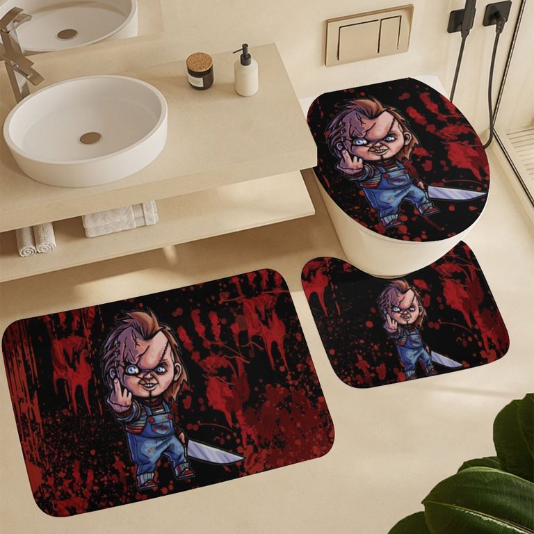 TPHIHPT Vintage Raven Bathroom Set - Shower Curtain, Bath Mat, Toilet Cover & U-Shape Mat (Black Crow Decor)