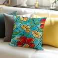 thumbnail image 3 of BANET Square Decorative Soft Throw Pillow Covers for Chair, Deco Indoor(Hand Painting Red Flowers) White, 3 of 5