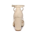 thumbnail image 2 of BLISSFUL STEP Women's Pointed Toe Cross Strap Block Heels Pumps Beige 7.5, 2 of 7