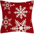 thumbnail image 2 of Winter White Snowflake Throw Pillows Farmhouse Decorative Throw Pillow Case Indoor Outdoor Cushion Cover Xmas Red Background Linen Pillowcase for Couch Living Room Bedroom 20 x 20 Inch Set of 2, 2 of 4
