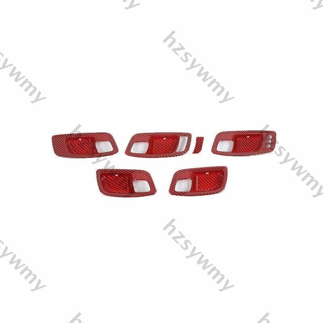 Red Carbon Fiber Inner Door Handle Cover Trim 6 Pieces for Dodge for Charger 2015-2021-