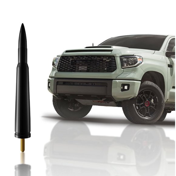 Bullet Antena for Toyota Tundra (2007-2020) – Highly Durable Premium Truck Antenna 5.45 Inch – Car Wash-Proof Radio Antenna for FM AM – Black, 50 Caliber Design – Toyota Tundra Accessories