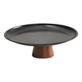 thumbnail image 2 of Frutero con pedestal, plato de fruta redondo, portátil, versátil, con base de madera, bandeja para servir comida para decoración de encimera de L, 2 of 8