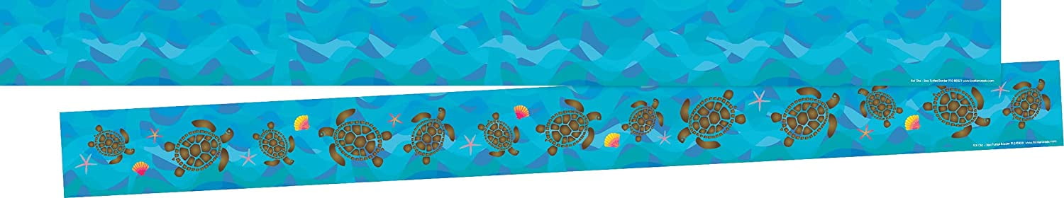 Barker Creek Double-Sided Border 2-Pack, Kai Ola Sea Turtles, Decorate Galore with 70' of Border, Coordinating Designs Printed On Both Sides for Twice The Value, 3" x 70' (4306)
