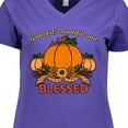 thumbnail image 4 of Inktastic Thankful Grateful and Blessed Pumpkins and Sunflower Women's V-Neck T-Shirt, 4 of 5