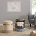 thumbnail image 2 of Maklaine Round Contemporary Velvet Storage Ottoman in Serene Cream/Gold, 2 of 4