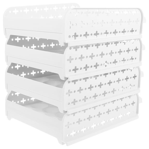 WHAMVOX Stackable Egg Storage Box for Kitchen Use Made of Durable PP White Color 30 Grids per Layer 4 Layers