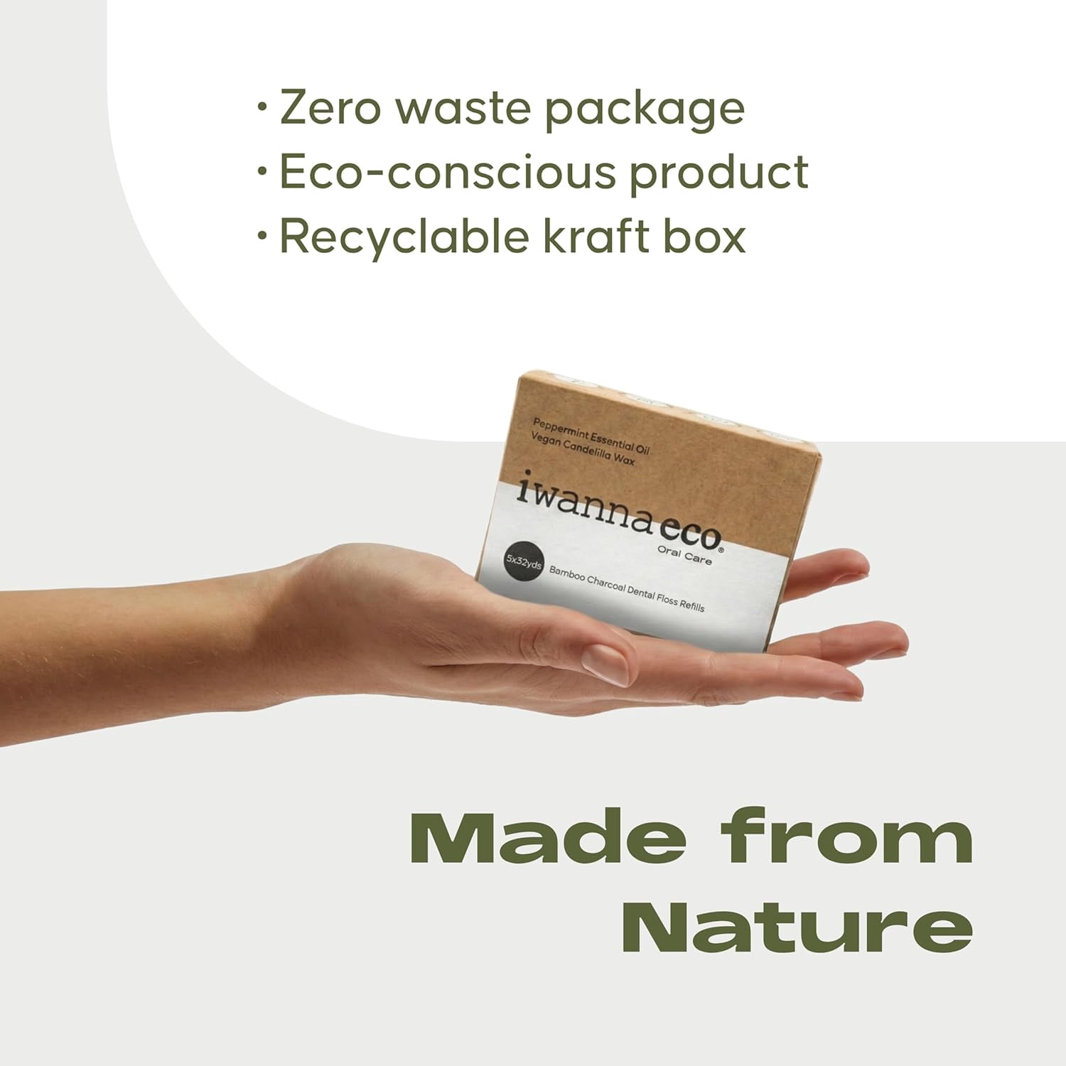 Natural Bamboo Charcoal Dental Floss Refills | Vegan, Eco-Friendly, Biodegradable, Candelilla Wax, PFAS & Plastic Free, Non-Toxic, Peppermint Essential Oil | Zero-Waste | Oral Care Set – 5x30M Spools