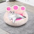 thumbnail image 2 of Cute Paw Shape Calming Pet Bed with Removable Washable Cover, Pet Nest for All-Season Use Plush Faux Fur Donut Bed for Dogs & Cats, 2 of 5