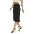 thumbnail image 2 of Aosijia Womens High Waist Split Knee Length Bodycon Pencil Skirt Solid Color Mid-length Knitted Skirt Casual Half Skirt, 2 of 7