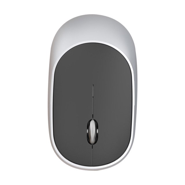 sweethay Ratón inalámbrico de 2,4 Ghz, ratón óptico inalámbrico de 1600DPI, ratón recargable ultrafino, modo único/dual, ratón universal Electrónica Negro plata modo 2