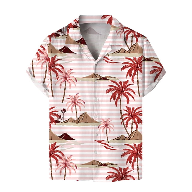 Camisas Para Hombre Manga Larga Regular Fit Camiseta de manga corta con estampado informal de moda de verano para hombre (R, XXL)