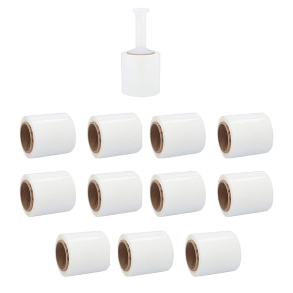 PSBM Mini White Stretch Wrap with Handle, 12 Pack, 5 Inch x 1000 Feet, 80 Gauge, Dark/Opaque Tint Plastic Cling for Bundling, Strapping, Wrapping