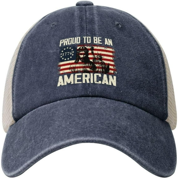 Proud to Be an American mesh Cap 4th of July Denim Baseball hat