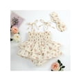 thumbnail image 3 of Newborn Baby Girl Summer Outfit Sleeveless Halter Floral Romper Dress Ruffle Smocked Skirts Bodysuits Infant Cute Clothes, 3 of 7