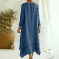 thumbnail image 5 of Guieoi Womens Dresses Fall Plus Size Casual Long-Sleeve Round-Neck Dress with Layered Hem and Pockets Blue S, 5 of 8