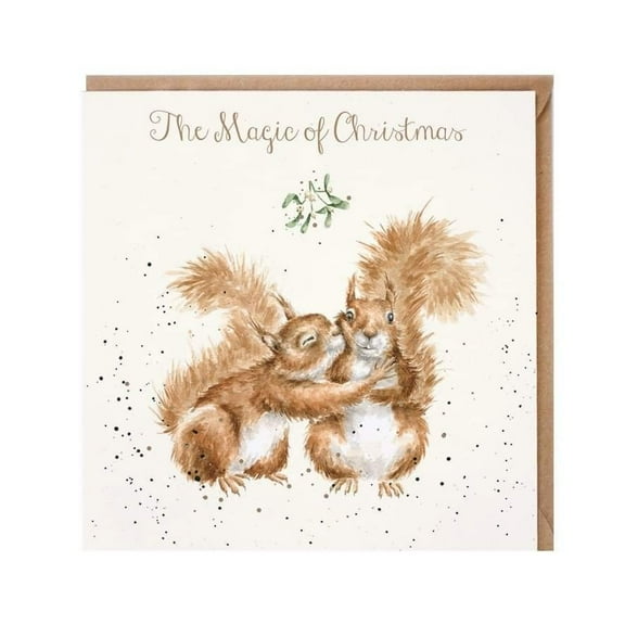 The Magic of Christmas Squirrel Card – Adorable Holiday Greeting with Mistletoe – Blank Inside, High-Quality Cardstock – Perfect for Christmas Wishes, Friends, Family