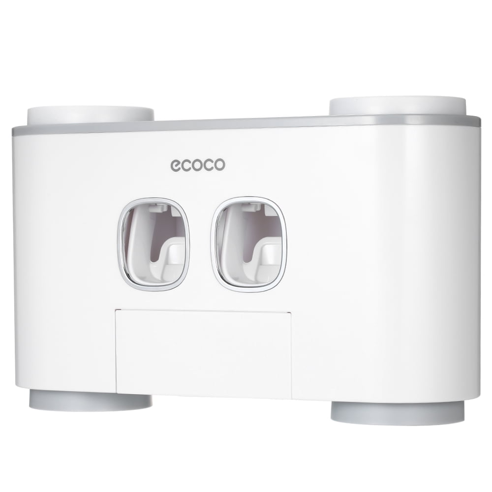 ecoco Wall-mounted Automatic Toothpaste Dispenser Toothbrush Holder with 4 Cups 