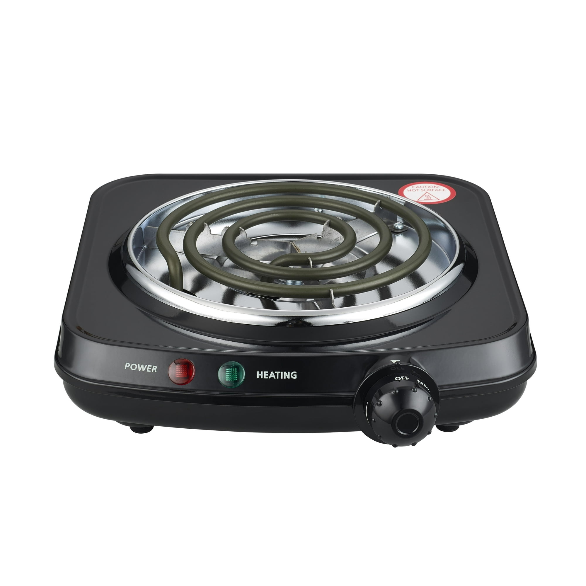 Mainstays Single Coil Electric Burner and Hot Plate, 1100W, Black