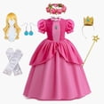 thumbnail image 2 of Vestido de Cosplay de princesa Peach para niña, traje de juego de rol para fiesta de cumpleaños, traje de actuación escénica para niños, vestidos de fantasía de Carnaval Fivean unisex, 2 of 2