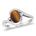 thumbnail image 1 of 14K White Gold Diamond Natural Tiger Eye Bypass Engagement Ring Oval 8x6 mm, size 6, 1 of 1