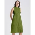 thumbnail image 2 of Moomaya Womens Solid Cotton Midi Dress, Sleeveless Summer Dress With Buttoned Closure, 2 of 8