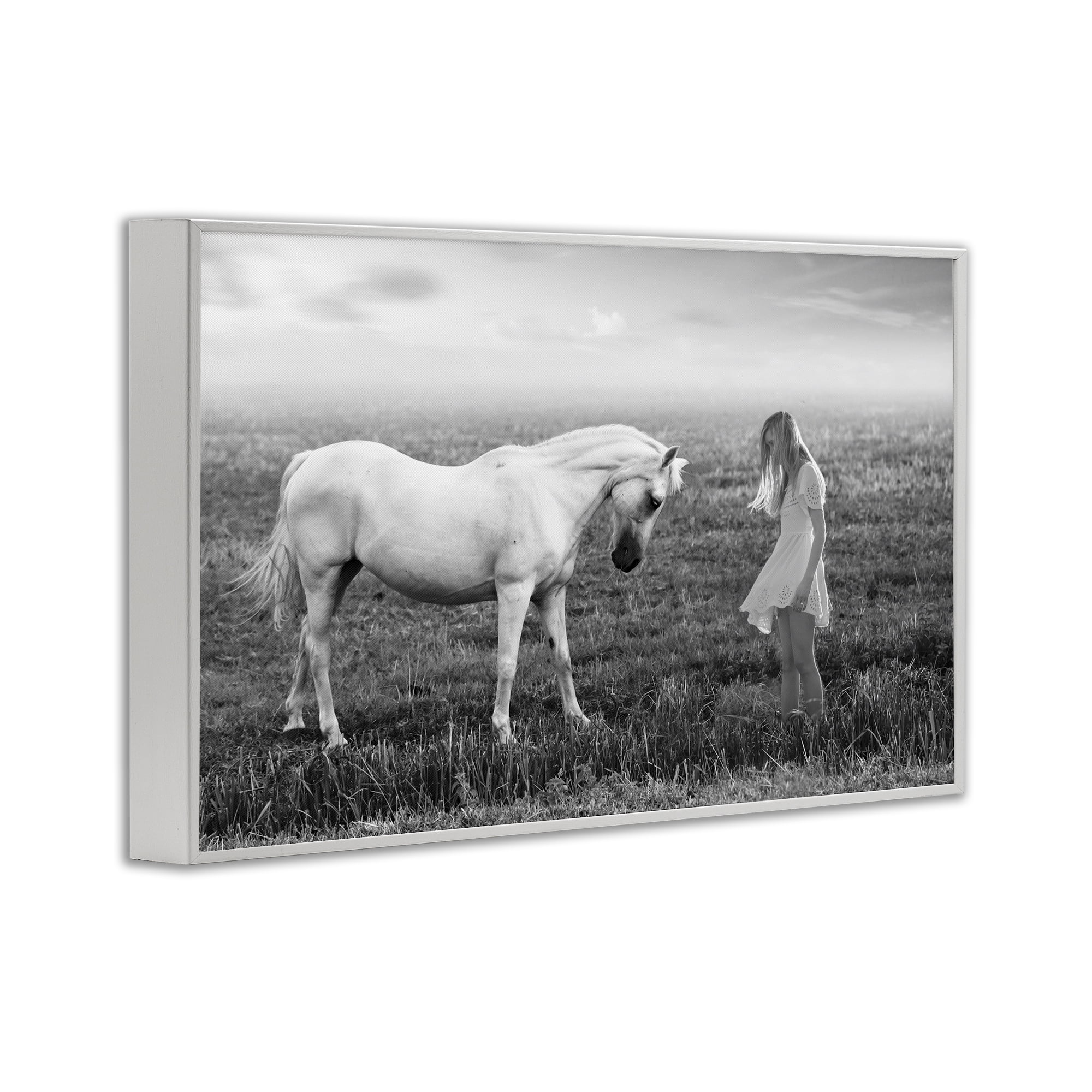 Her White Horse White Framed Giclee Art, design by Ata Alishahi