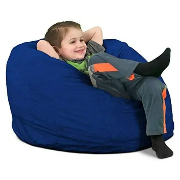 Ultimate Sack Kids Foam Filled Washable Suede Bean Bag Chair, Electric Blue