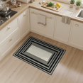 thumbnail image 2 of ODIKA 3'x5' Washable Area Rug Non-Slip, Flatweave, Easy Care Black Ivory Boundary Frame Geometric Lines Clean Edge Design for Hallway, Laundry Room, 2 of 7