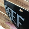 thumbnail image 3 of JASS GRAPHIX Beef License Plate Brushed Aluminum on Black 2-D Farmer Heavy Duty, 3 of 6