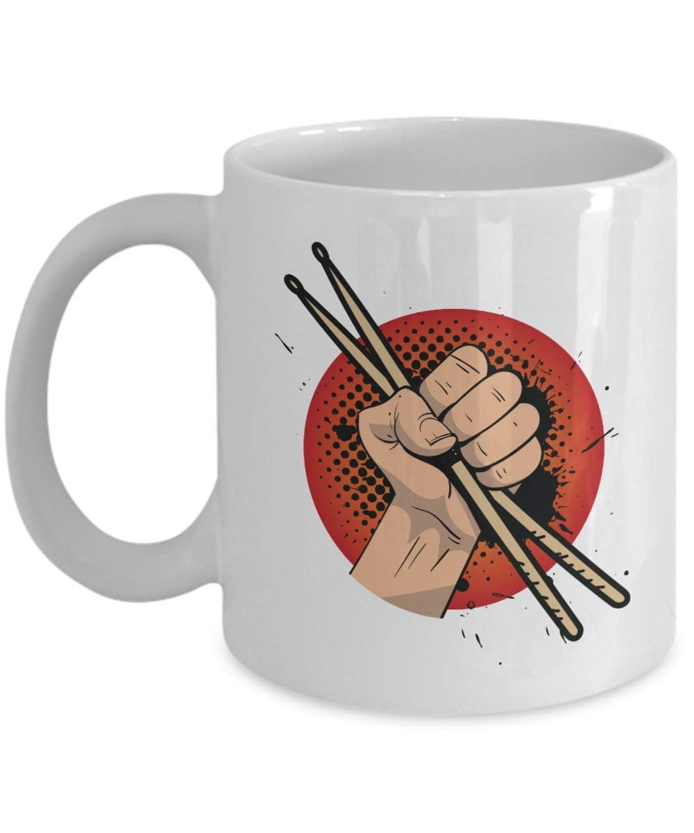 A Hand Holding Drum Sticks Graphic Illustration Art Coffee & Tea Gift